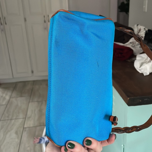 Dooney & Bourke Cobalt Blue Nylon and Leather Perfect Shoulder Bag Length - Picture 3 of 6